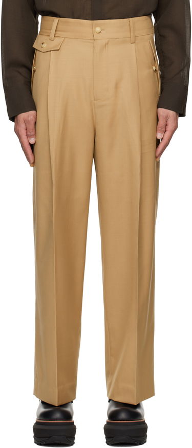 Штани Feng Chen Wang Feng Chen Wang Slashed Wide Leg Trousers бежевий | FMS19TR01B, 0