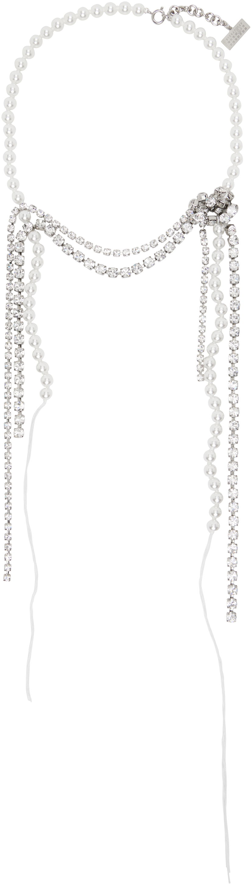 Кольє Maison Margiela MM6 Maison Margiela Object Trouve Pearl & Crystal Necklace білий | SM7UU0082 P7352