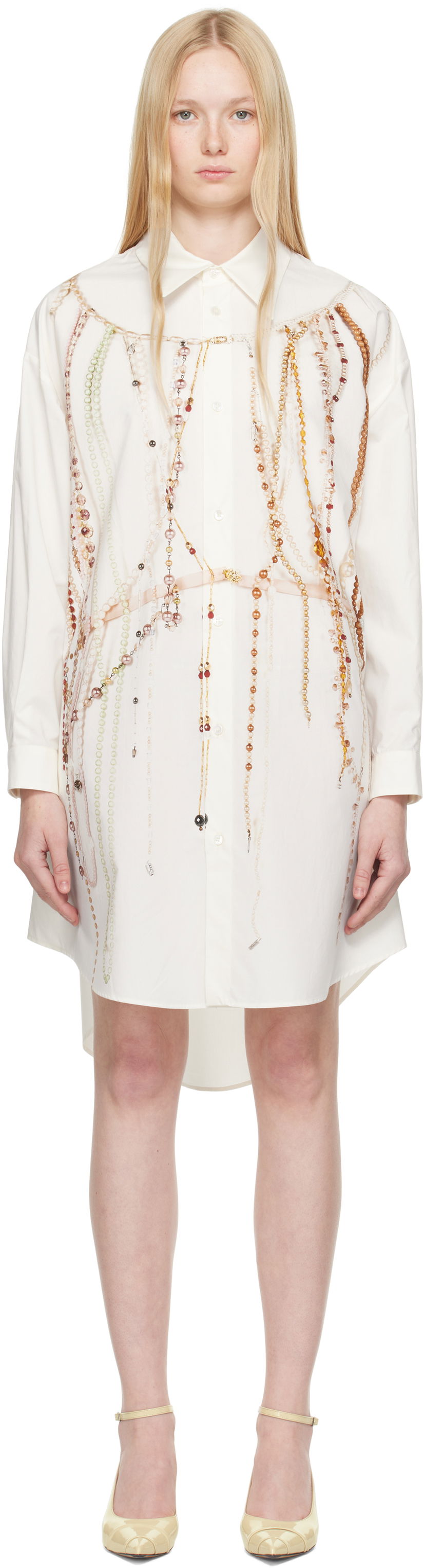 плаття Maison Margiela MM6 Maison Margiela Pearl Print Shirt Dress білий | S62CT0250 M35462