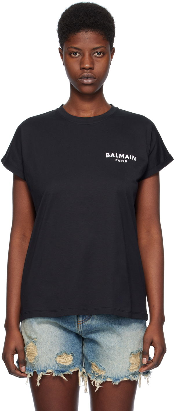 Футболка Balmain Flocked T-Shirt чорний | CF1EF010BB01