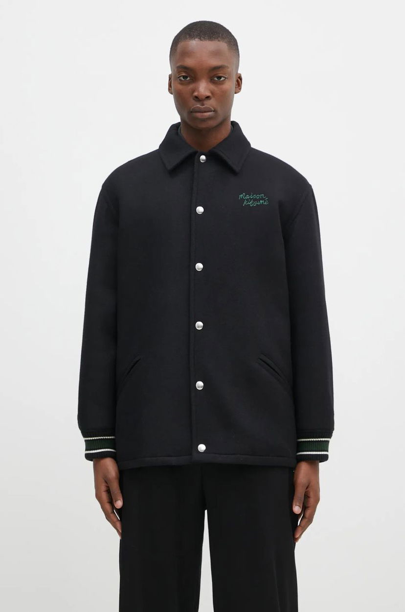 Куртка бомбер MAISON KITSUNÉ Black Varsity Jacket чорний | NM02120WM0026