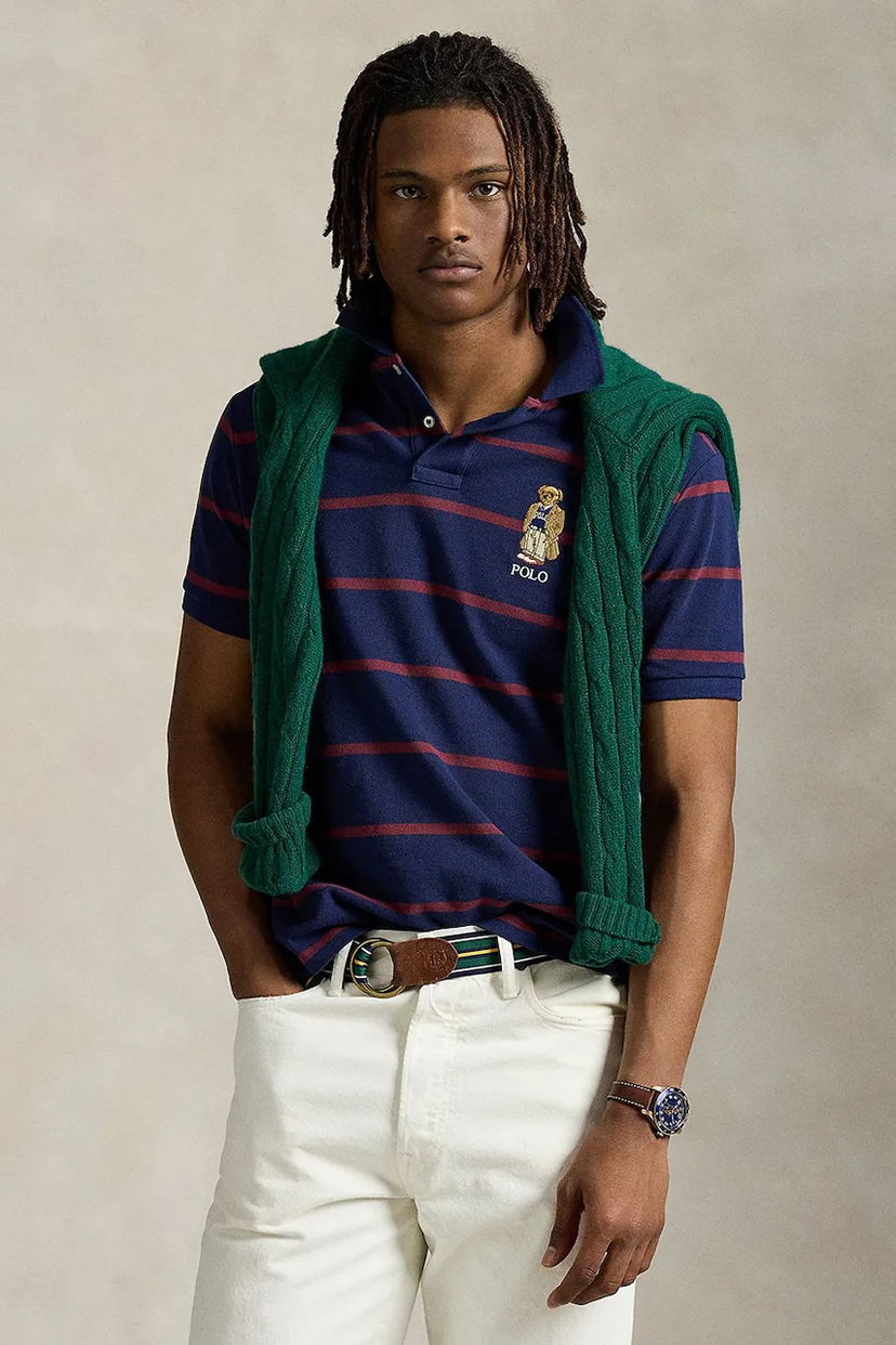 Сорочка поло Polo by Ralph Lauren Polo Ralph Lauren Striped Polo Bear T-Shirt темно-синій | 710971839