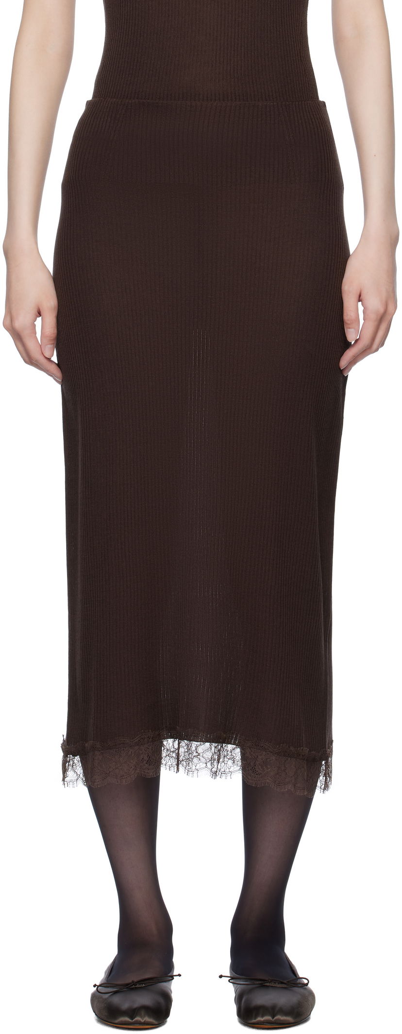 Спідниця The Row The Row Indira Midi Skirt Коричневий | 8438-Y136