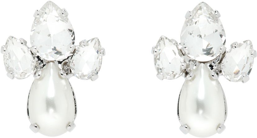 Сережки Simone Rocha Simone Rocha Victorian Faux-Pearl & Crystal Floret Stud Earrings білий | ERG536 0906
