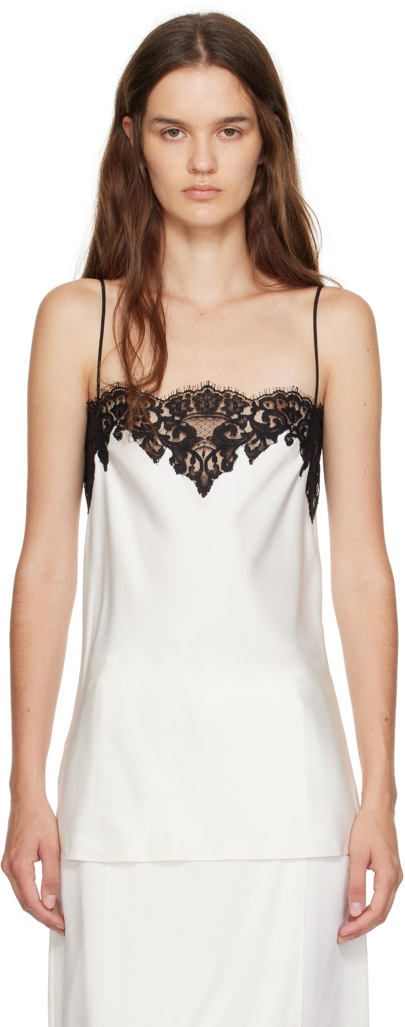 Безрукавка Stella McCartney Stella McCartney Satin Lace Cami Top білий | 6T02613FU302