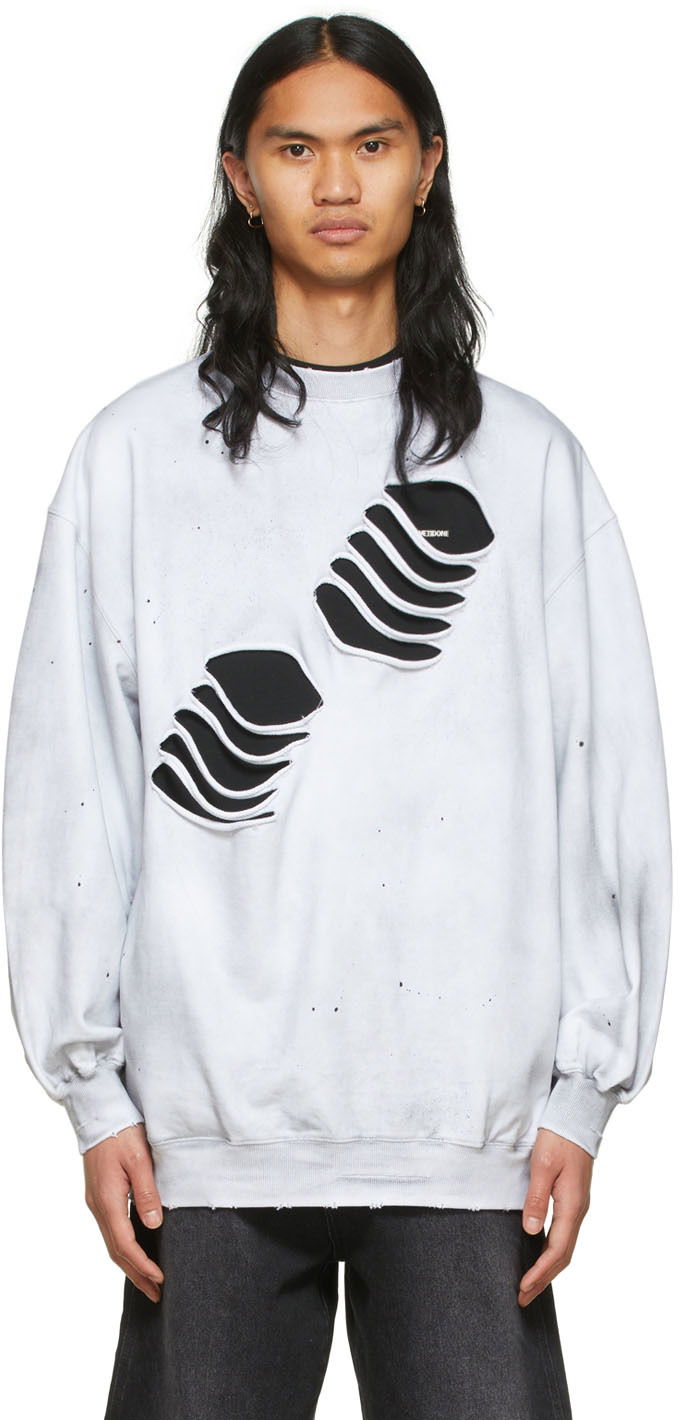 Світшоти We11done We11done Men's Distressed Graphic Sweatshirt білий | WD-TS1-22-713-U-WH