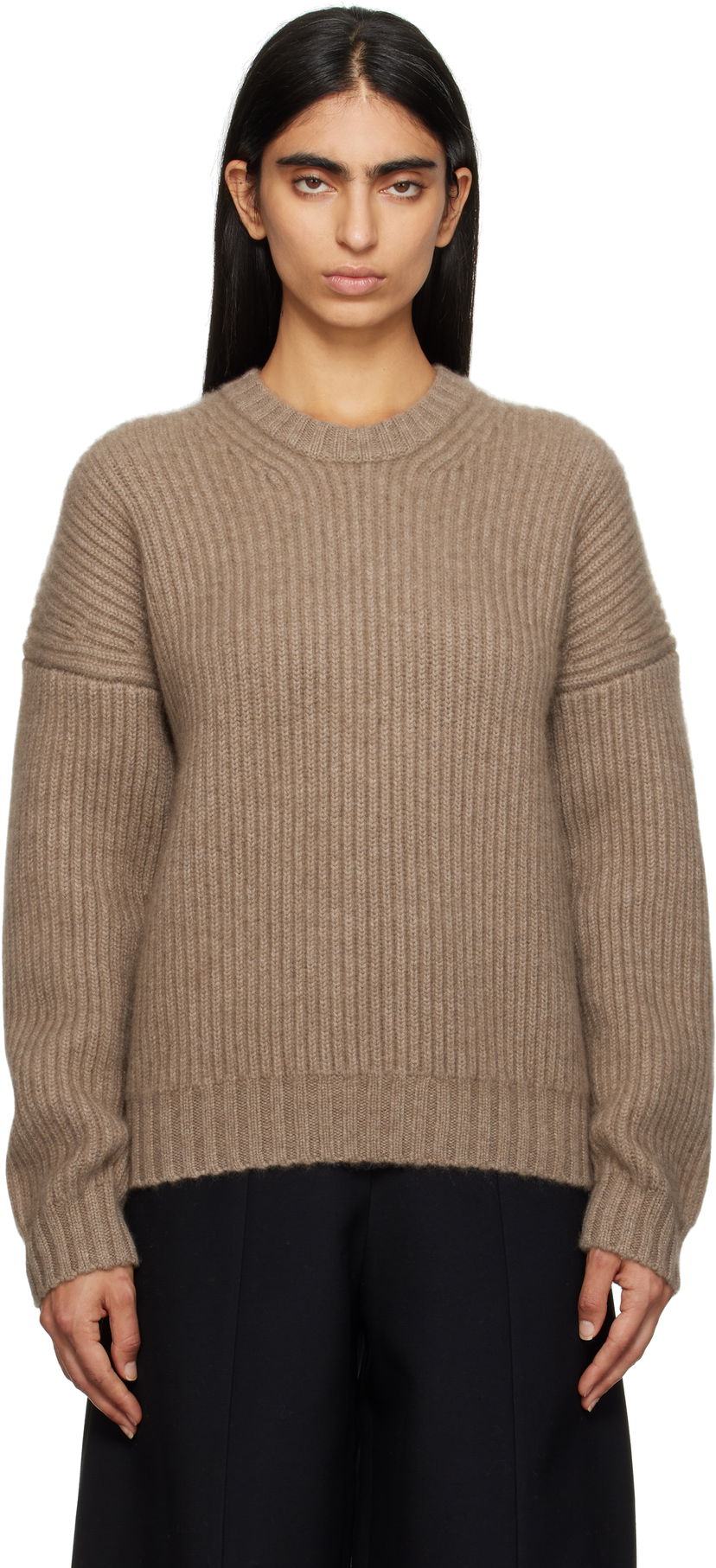 Cветр Khaite Manuela Cashmere-Blend Ribbed Sweater Коричневий | 9657600