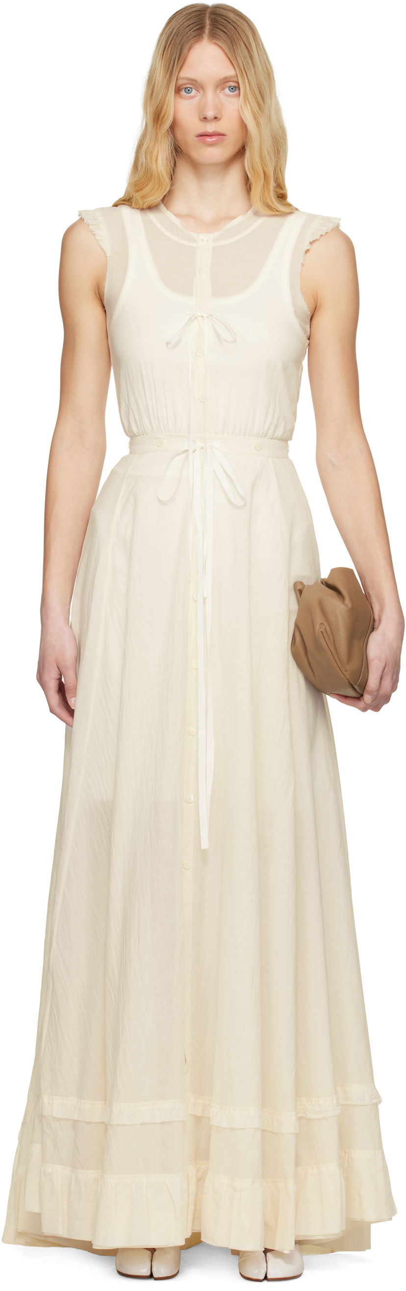 плаття Maison Margiela MM6 Maison Margiela Cotton Voile Maxi Dress білий | S62DG0045 M35440