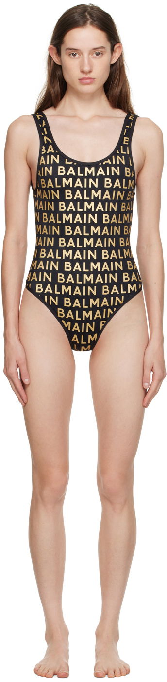 Купальники Balmain Balmain Nylon Glitter One-Piece Swimsuit чорний | BKBGA0700