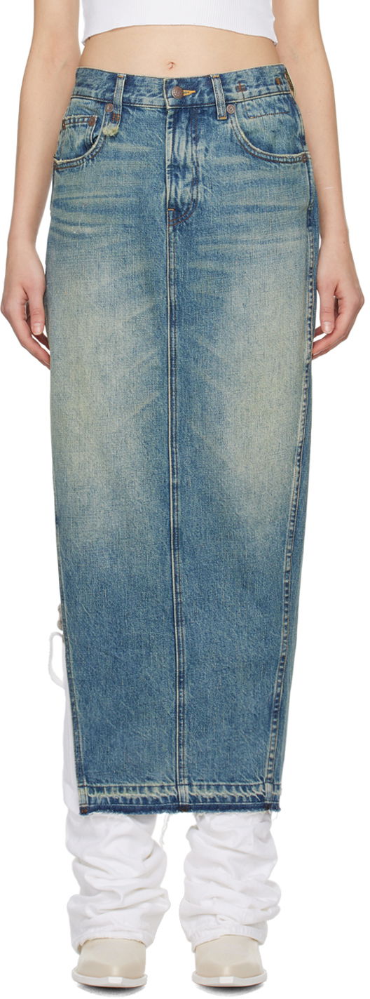 Спідниця R13 R13 Denim Maxi Skirt with Side Slits Синій | R13WD102-D173A