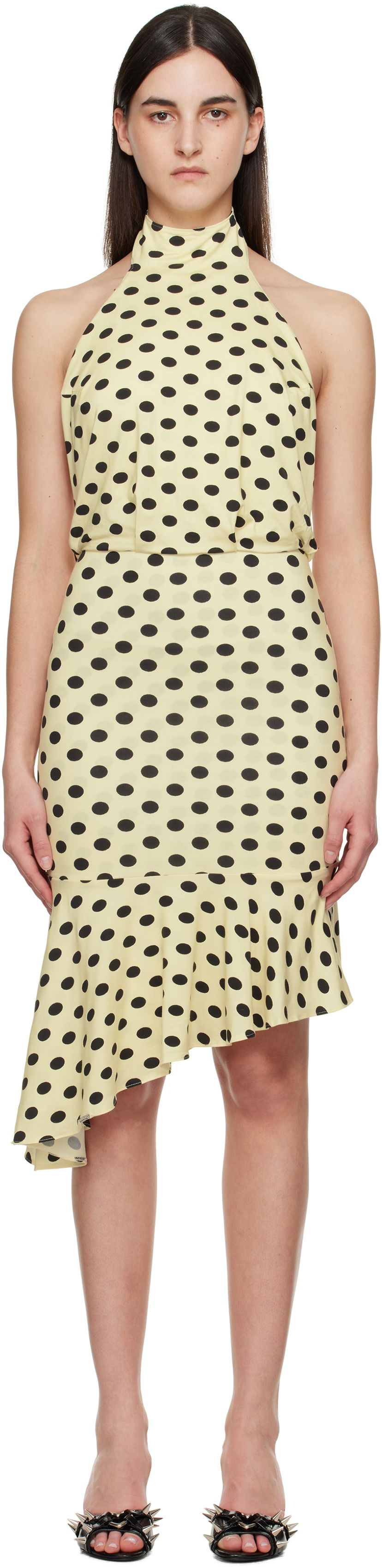 плаття Miaou Miaou Karina Polka Dot Halter Midi Dress Жовтий | 5028TJBBNP