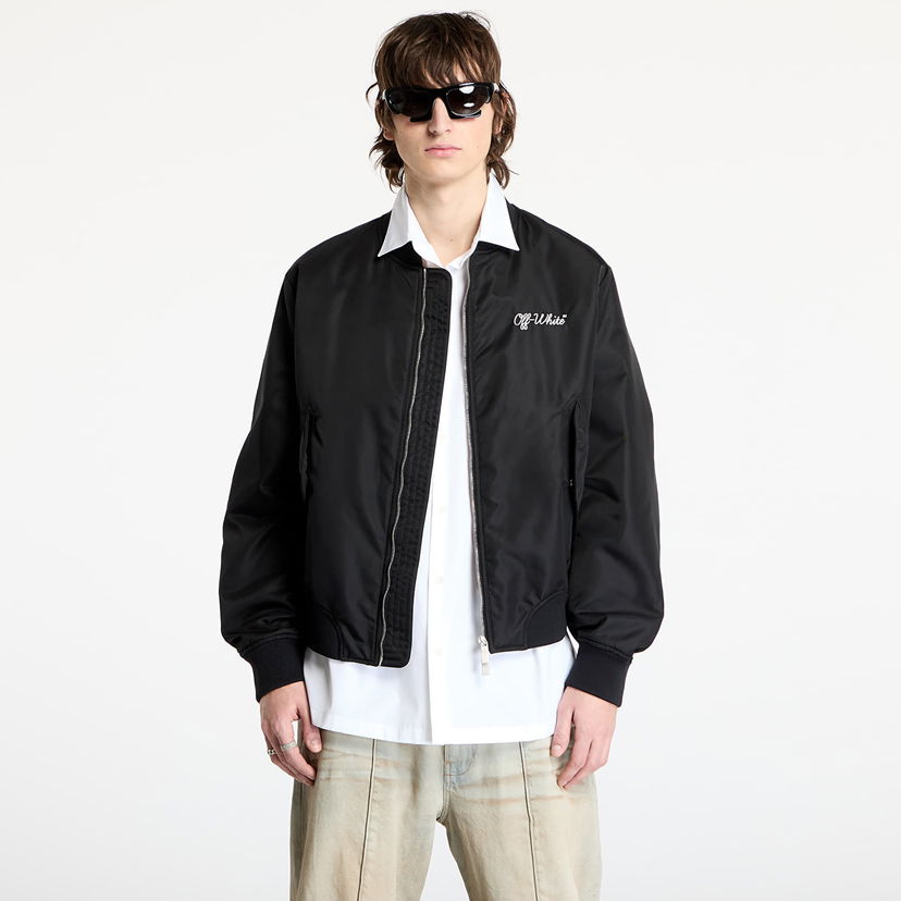 Куртка бомбер Off-White Script Nyl Varsity Bomber Jacket чорний | OMEH05EC99FAB0011001