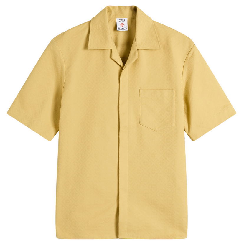 Сорочка Casablanca Casablanca Jacquard Monogram Short Sleeve Shirt, Size Large Жовтий | MPF25-SH-167-01
