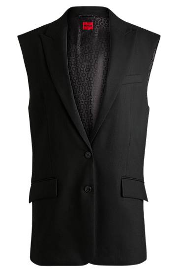 Жилет BOSS Sleeveless Linen-Blend Blazer чорний | 50537621