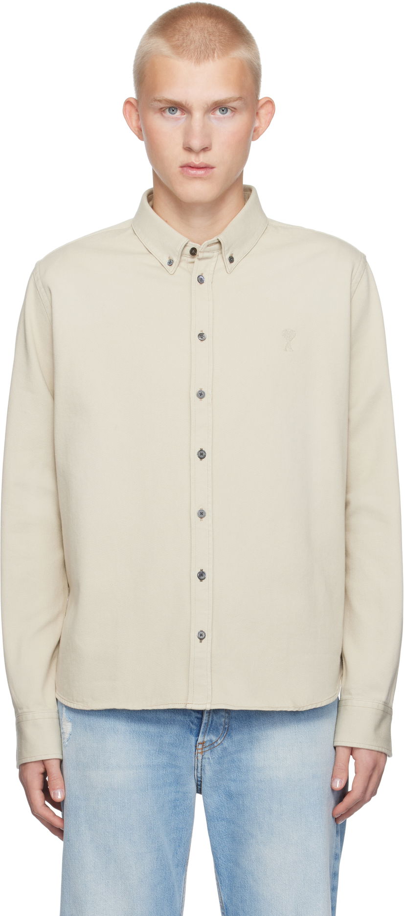Сорочка AMI Oxford Shirt бежевий | USH060.CO0149