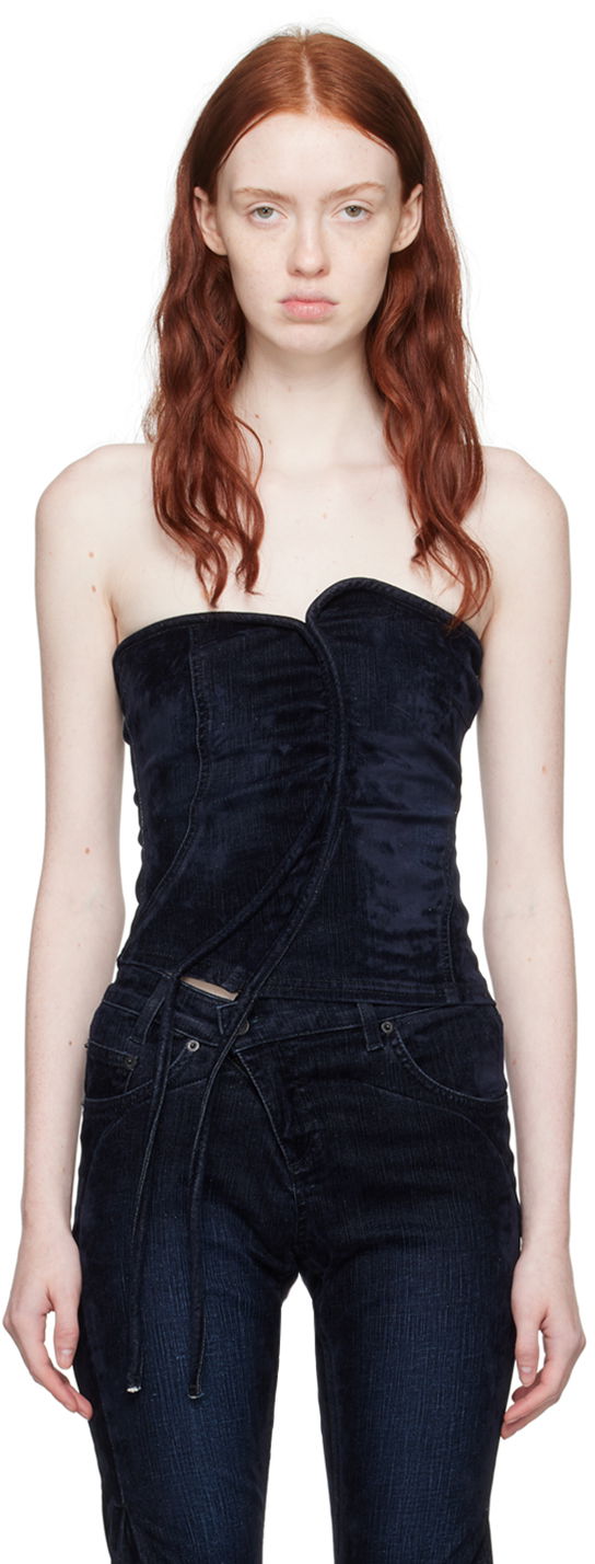 Безрукавка Ottolinger Ottolinger Asymmetric Denim Tank Top темно-синій | 1703410