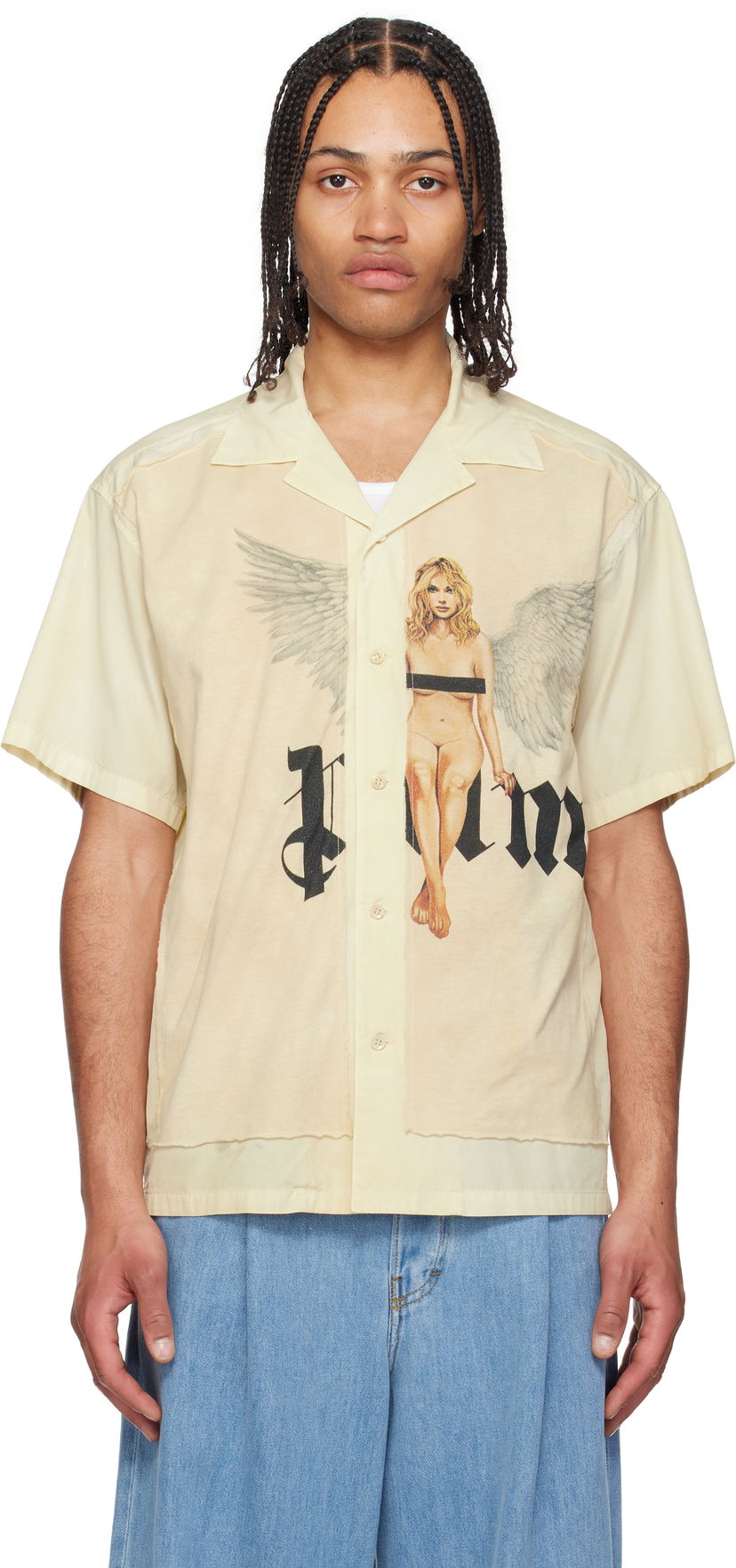 Сорочка Palm Angels Palm Angels Pin Up Bowling Shirt Жовтий | PMGG008S25FAB0010310