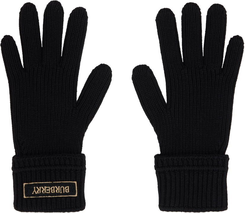 Рукавички Burberry Burberry Wool Gloves with Logo Patch чорний | 8114593