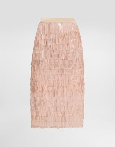 Спідниця Dolce & Gabbana Dolce & Gabbana Fringed Sequined Midi Skirt Рожевий | F4BCFTFLSLRF1218, 0