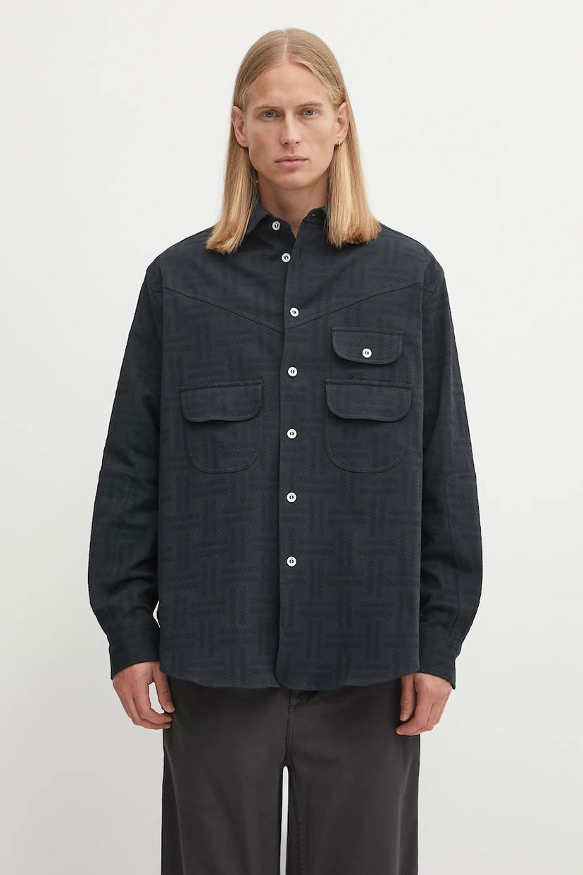 Сорочка KENZO Kenzo Weave Workwear Relaxed Overshirt with Classic Collar чорний | FF65CH5369JF