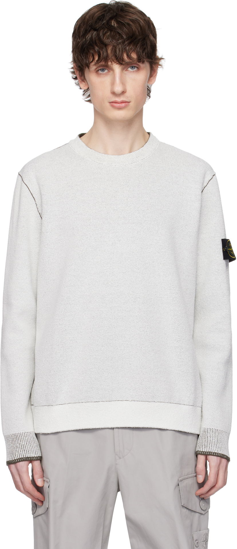 Cветр Stone Island Stone Island Double Face Cotton & Nylon Sweater білий | K1S15 5100021 S00D9