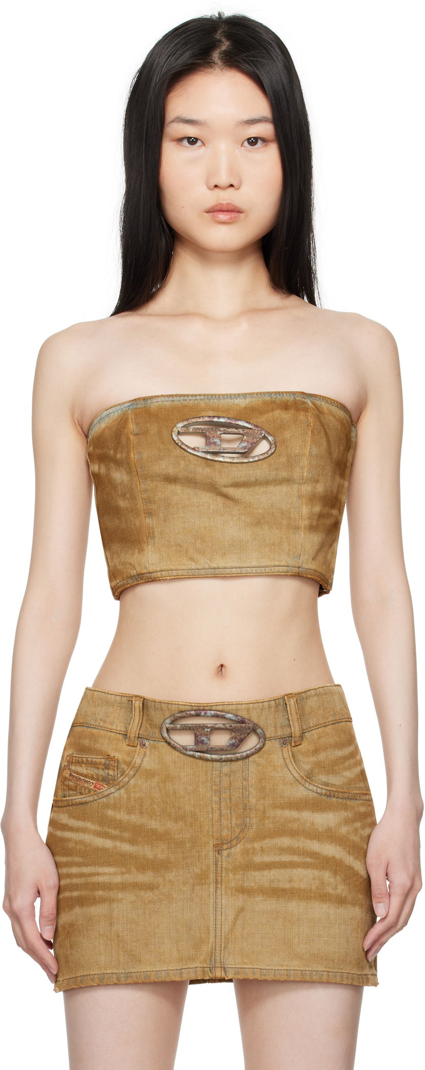 Кроп-топи Diesel Denim Tube Top Коричневий | A15838 0AJET