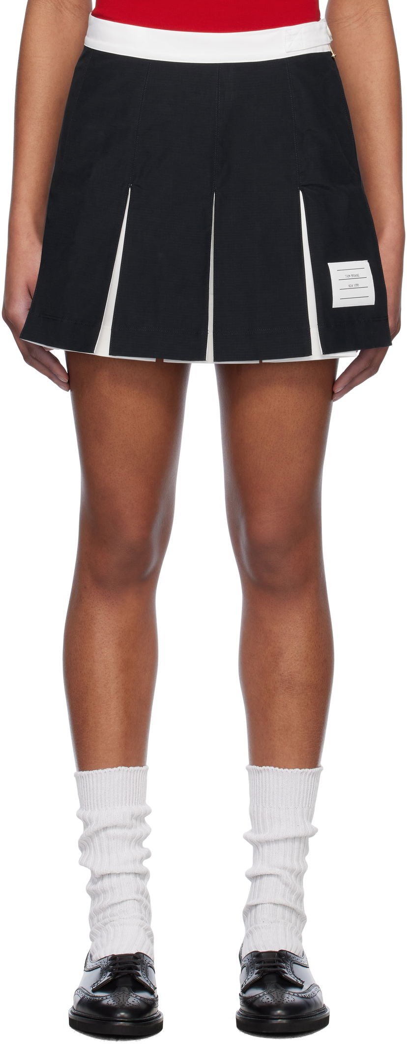 Спідниця Thom Browne Thom Browne Ripstop Box Pleat Miniskirt чорний | FJK133A-07651