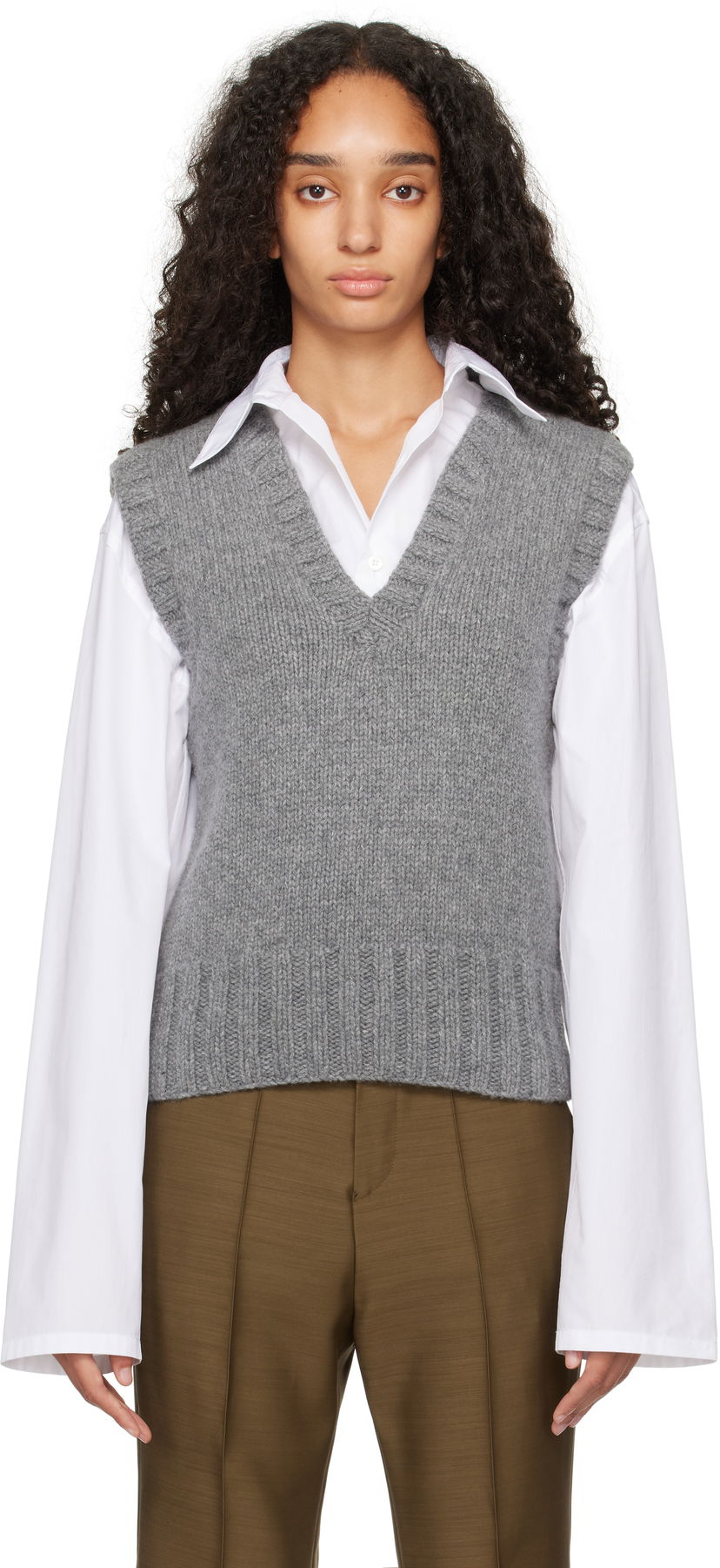 Cветр YMC Heidi Knit Vest Сірий | Q8XAO