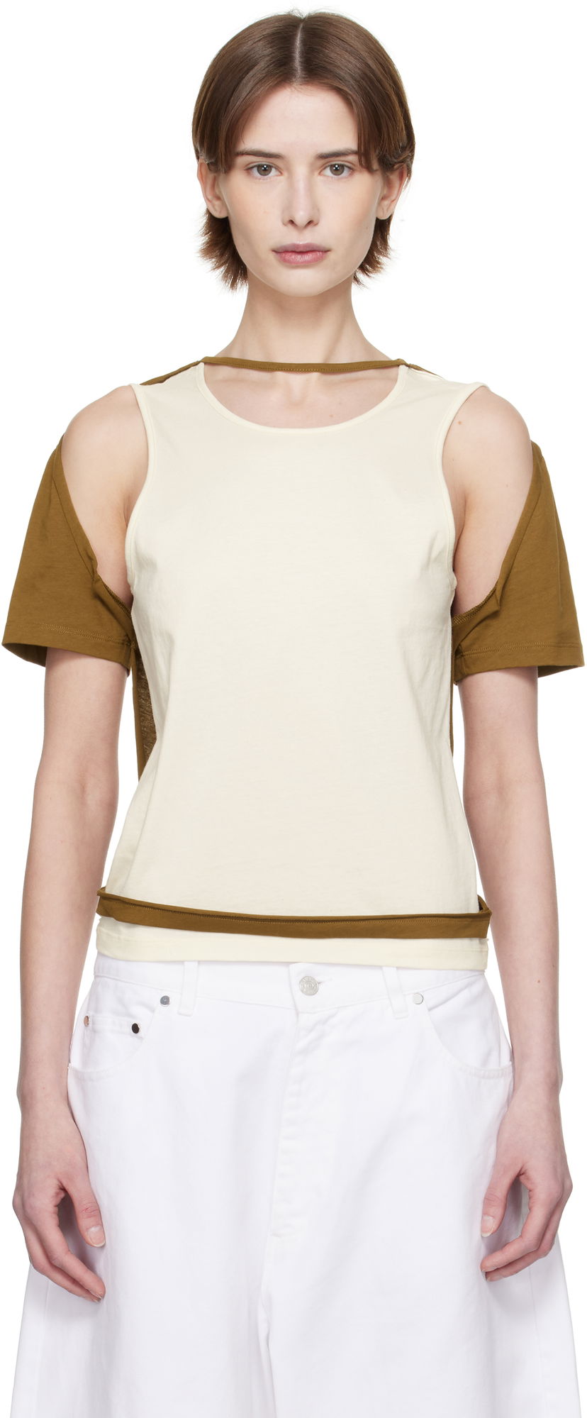 Безрукавка Eckhaus Latta Eckhaus Latta Hugging Sleeveless T-Shirt бежевий | 1203-EL-PS25-C -