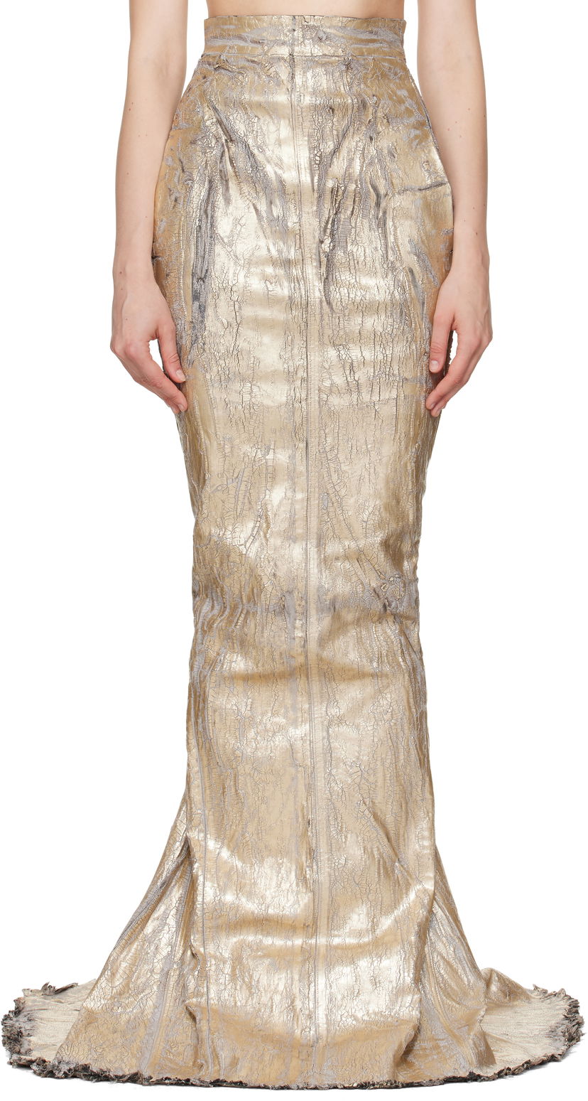 Спідниця Rick Owens Rick Owens Megacrust Stretch Denim Lido Maxi Skirt Металік | RO01E7375 SGMC