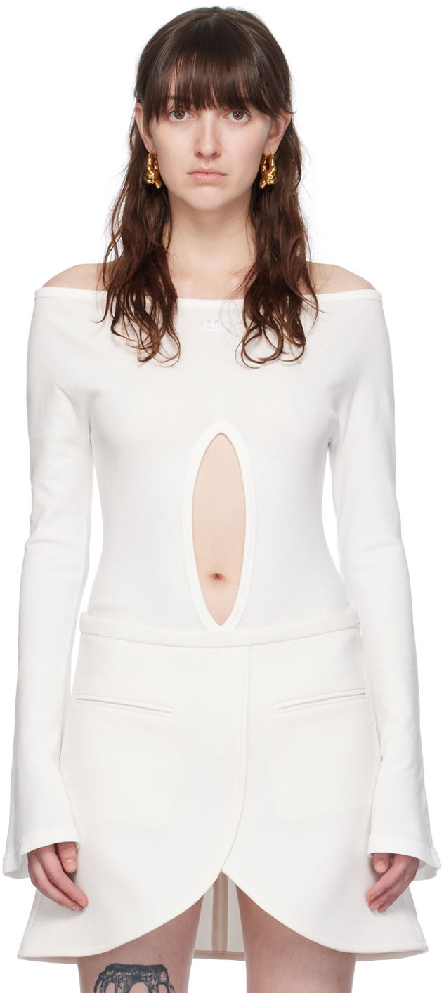 Боді Courrèges Off-The-Shoulder Fitted Bodysuit білий | 224JBD092JS0070