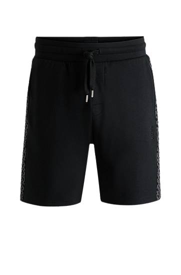 Шорти BOSS Cotton-Blend Shorts with Monogram Panels чорний | 50540525