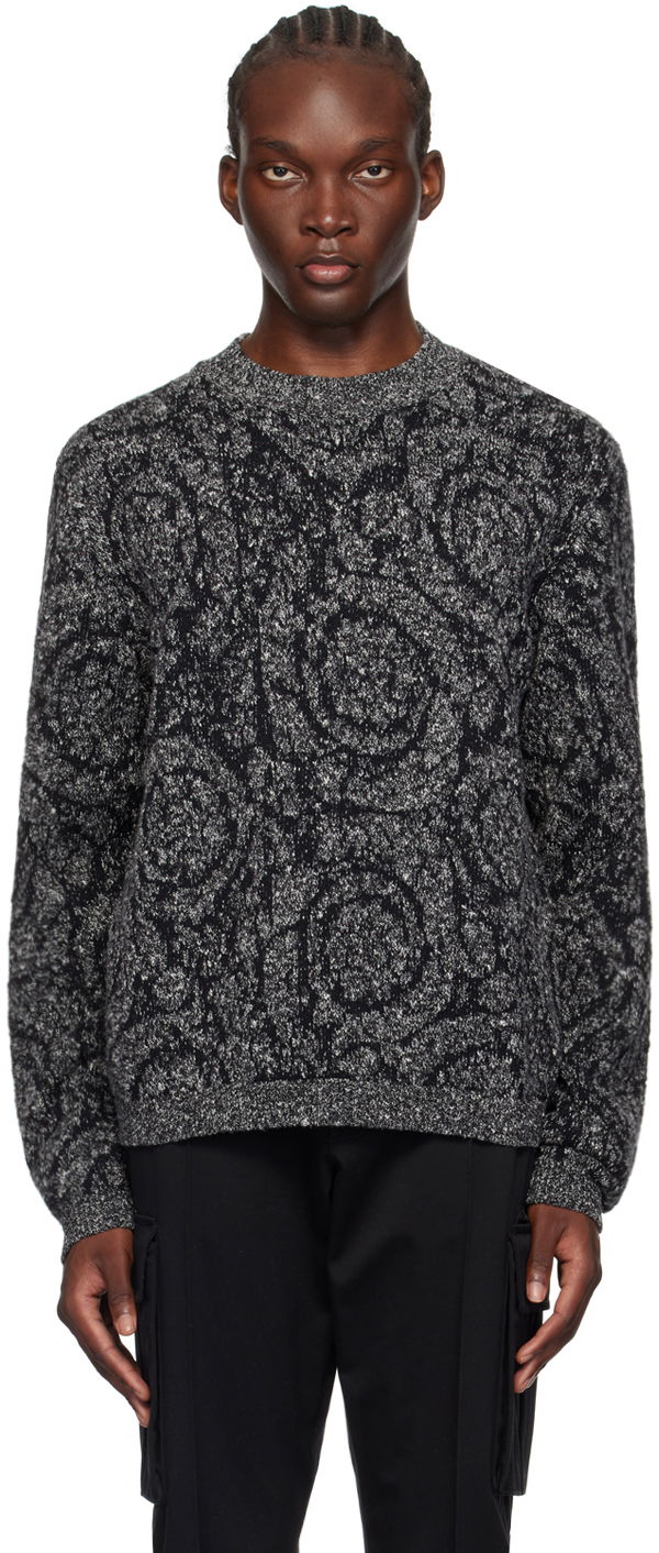 Cветр Versace Black Barocco Sweater Сірий | 1016053_1A11189