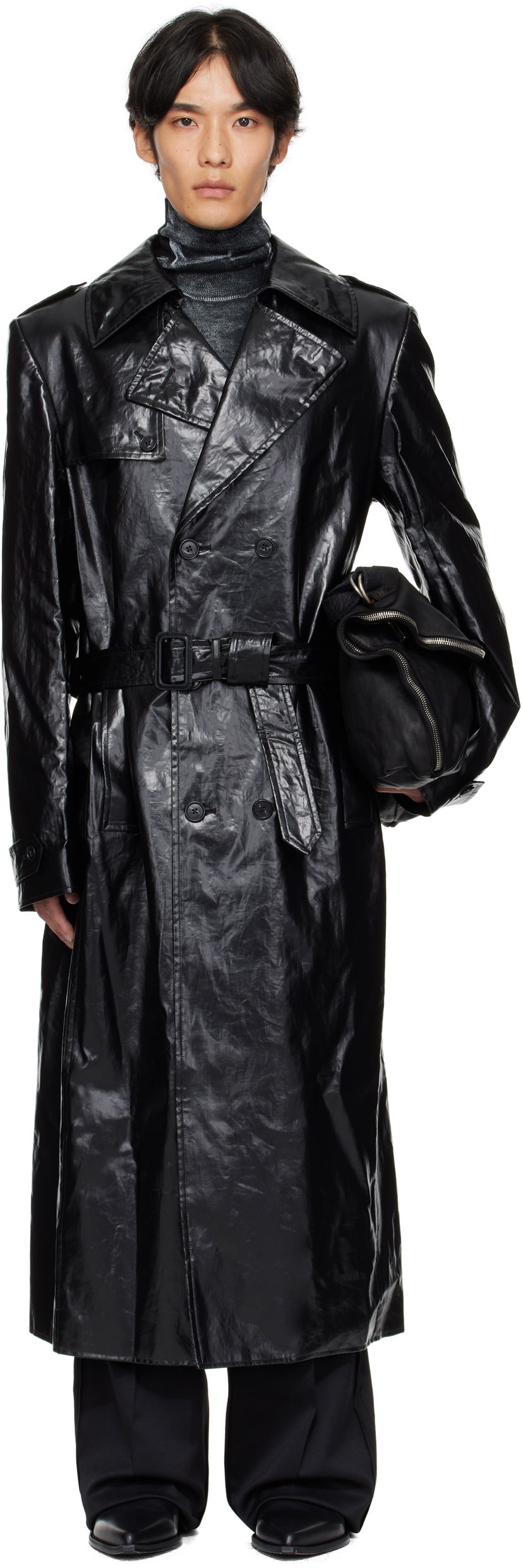 Пальто Maison Margiela MM6 Maison Margiela Shiny Coated Linen Coat чорний | SH2AH0011 M35617