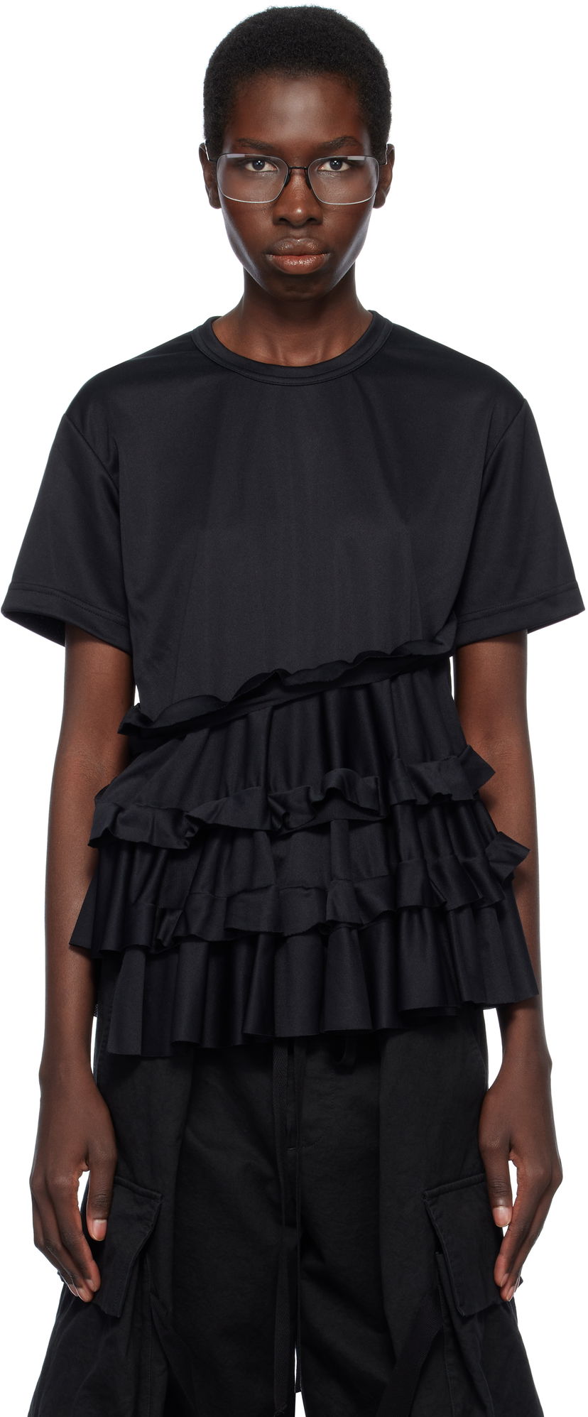 Футболка Comme des Garçons Comme des Garçons T-Shirt with Ruffle Detail чорний | RO-T008-051-1