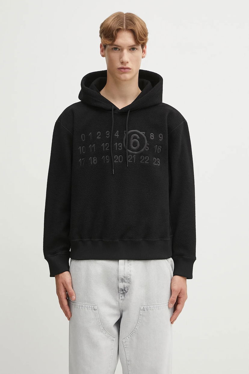 Світшоти Maison Margiela MM6 Maison Margiela Fleece Hoodie with Logo Applique чорний | SH0GU0028.M20126.900