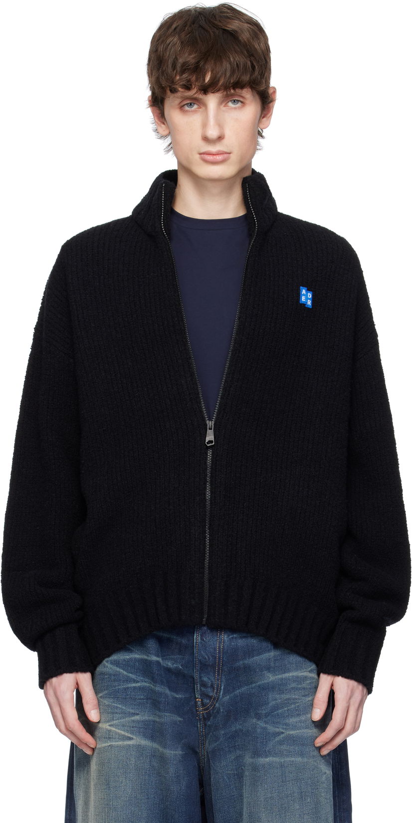 Cветр ADER ERROR ADER error Sig; TRS Tag Knit Zip-Up Track Jacket чорний | BO42FYKT0703BK