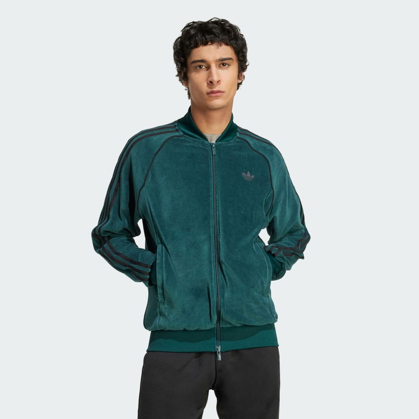 Куртка бомбер adidas Performance Adicolor SST Velour Track Jacket Зелений | JX1564