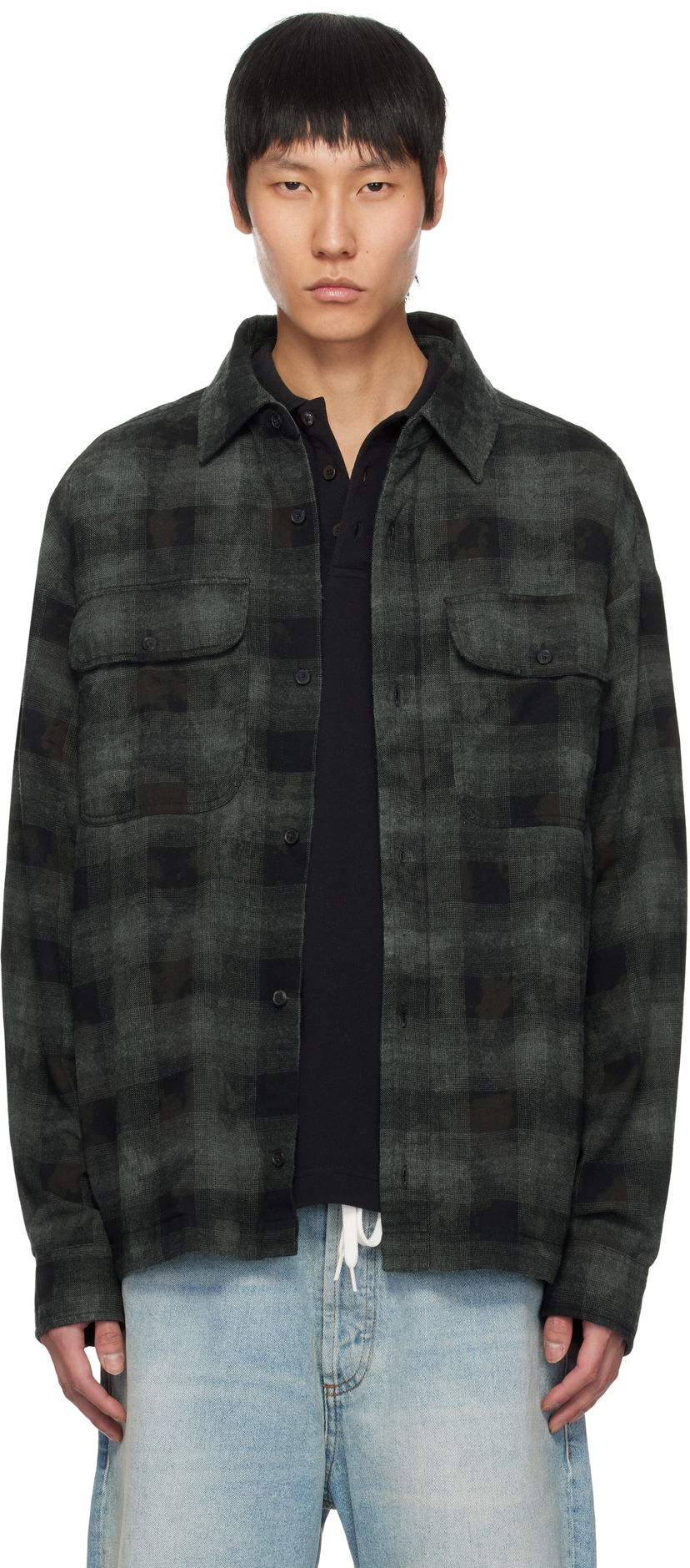 Сорочка Palm Angels Palm Angels Check Overshirt Зелений | PMGE043S25FAB0025603
