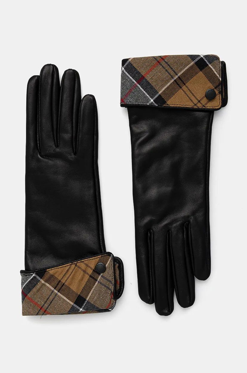 Рукавички Barbour Leather Gloves with Tartan Cuffs чорний | LGL0005