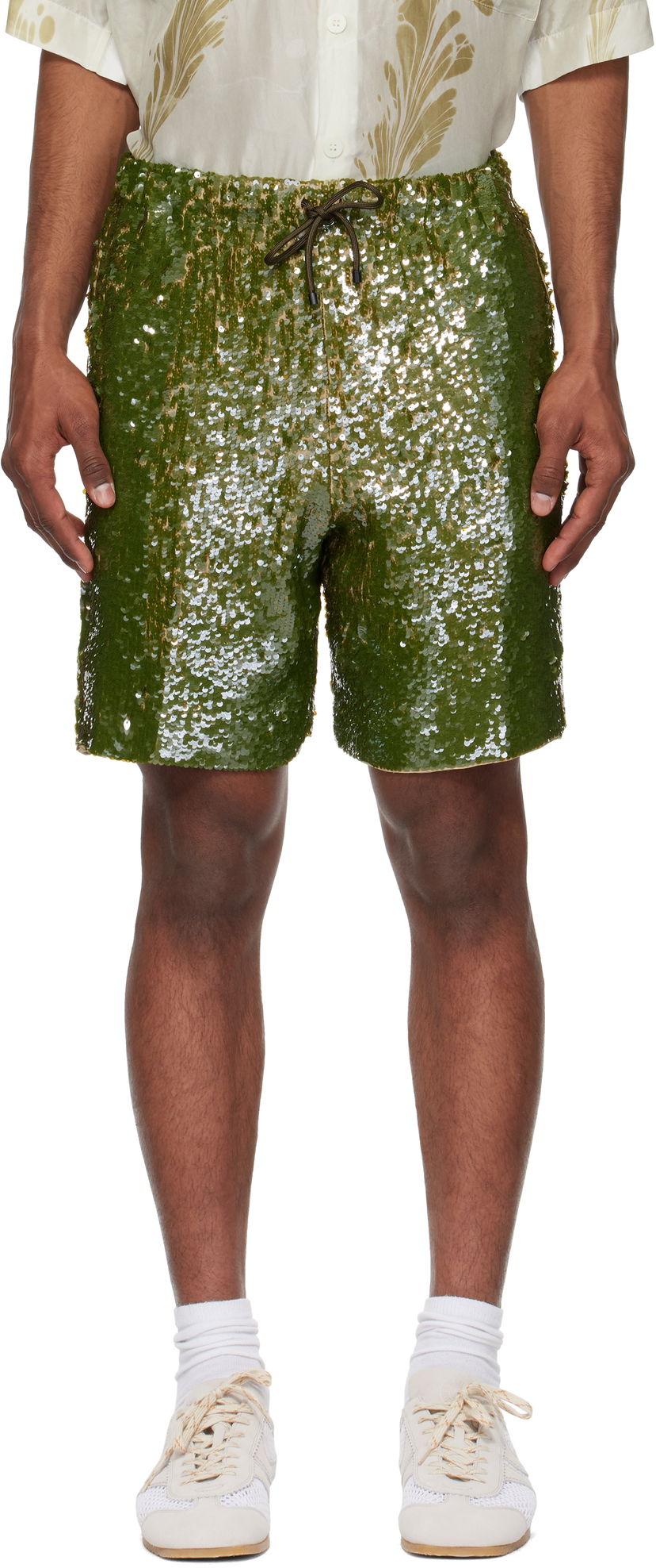 Шорти Dries Van Noten Dries Van Noten Sequin Shorts Зелений | 251-080973-1480