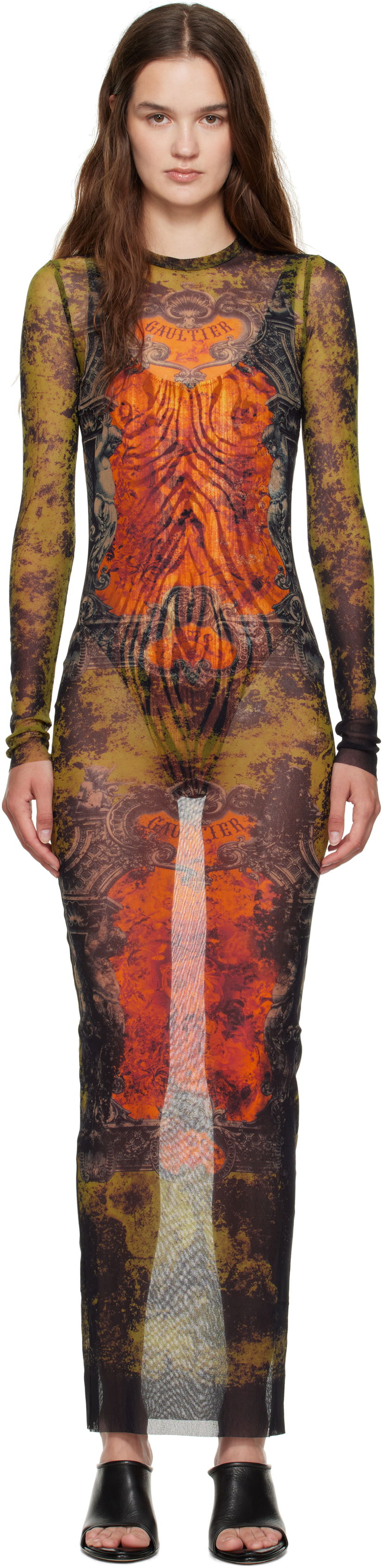 плаття Jean Paul Gaultier Jean Paul Gaultier 'The Long Médaillon' Mesh Maxi Dress Різнокольоровий | 25/03-W-DR023-M006P-004115