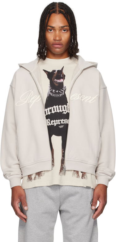 Світшоти Represent Clo Represent Script Logo Zip Hoodie бежевий | MLM100025, 0
