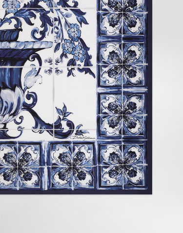 Шарф Dolce & Gabbana Dolce & Gabbana Majolica-Print Silk Twill Square Scarf Синій | IF037WGDDHCHA3OA, 3