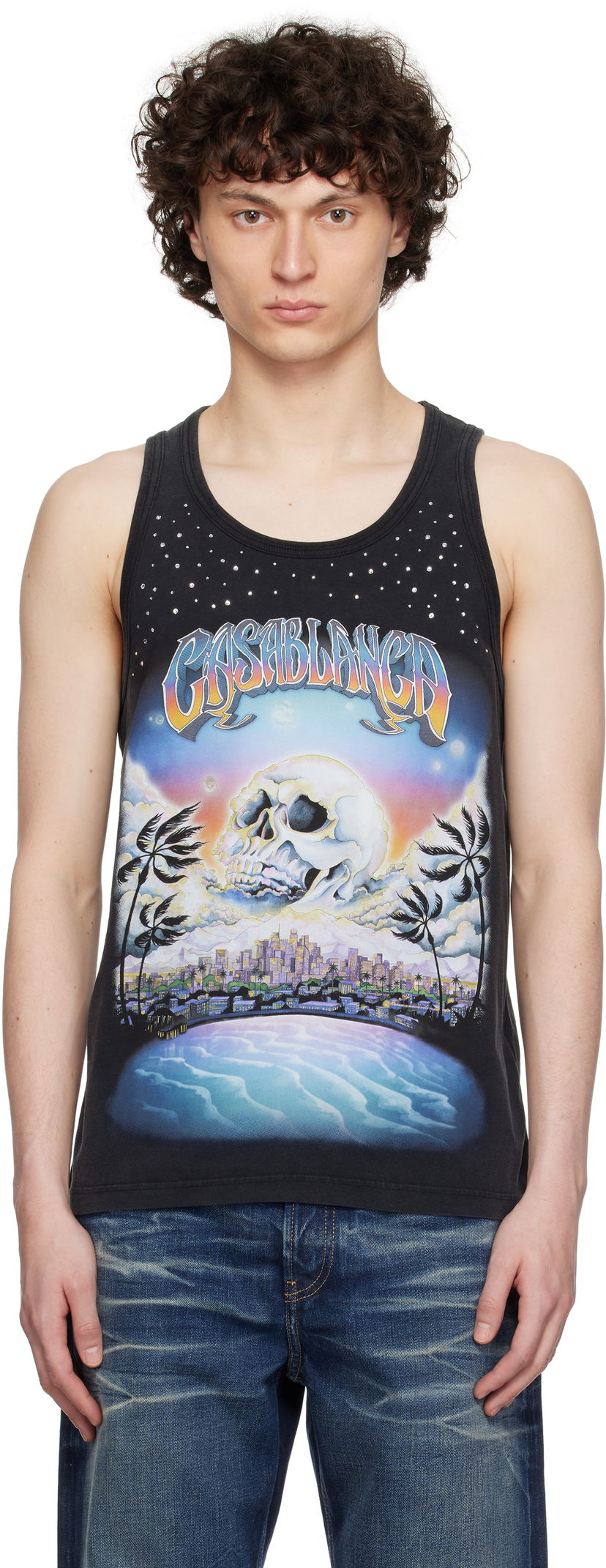 Безрукавка Casablanca Casablanca 'La Prémonition' Crystal Embellished Tank Top чорний | U-MS25-JTS-036-01