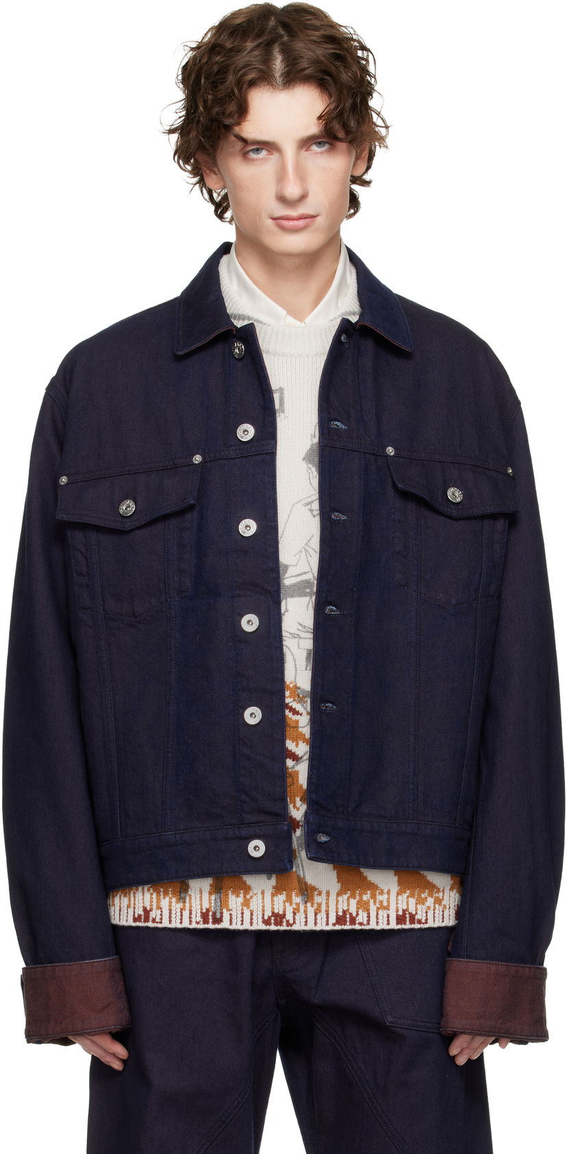 Куртка JW Anderson JW Anderson Turn Up Cuff Denim Jacket темно-синій | DJ0044-PG1836