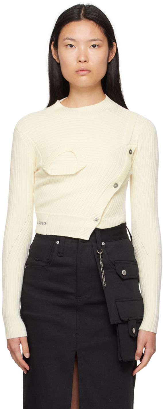 Cветр Feng Chen Wang Feng Chen Wang Ribbed Asymmetrical Sweater бежевий | FWF16KT02