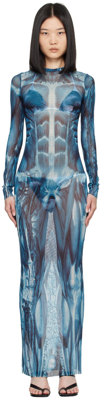 плаття Jean Paul Gaultier 'The Écorché' Maxi Dress Синій | 24/30-F-RO254-T554-505601