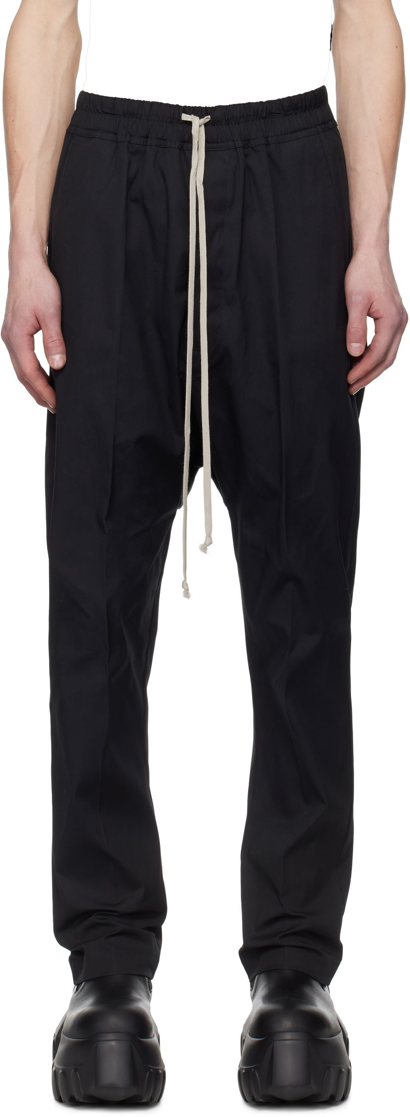 Штани Rick Owens Rick Owens Hollywood Heavy Drawstring Trousers чорний | RU01E5380 TE