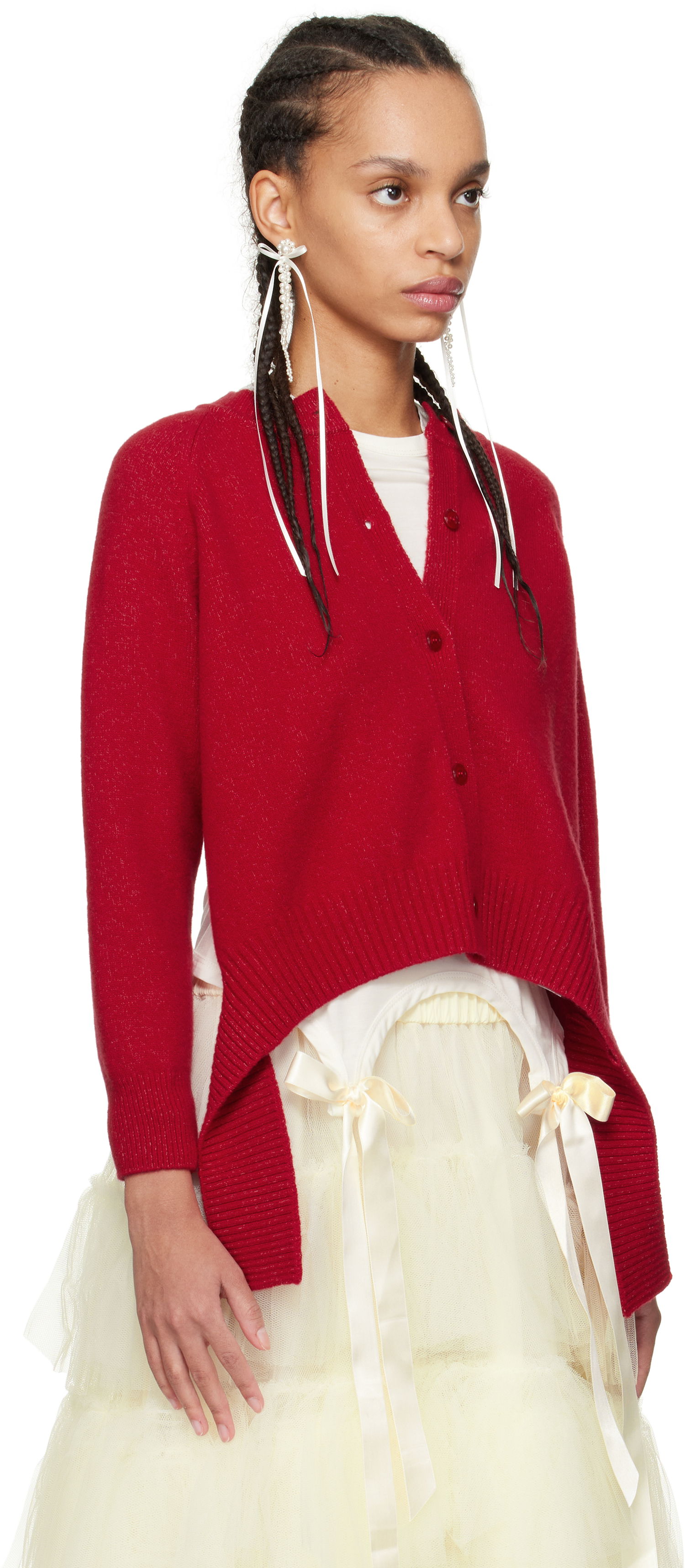 Cветр Simone Rocha Simone Rocha Open Back Cardigan Червоний | LMK7 0660, 1